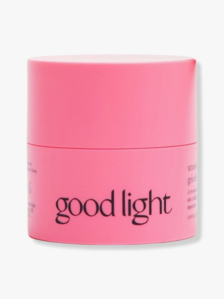 Good Light Strawberry Moon Grinding Cleansing Balm pink jar of cleansing balm on light gray background